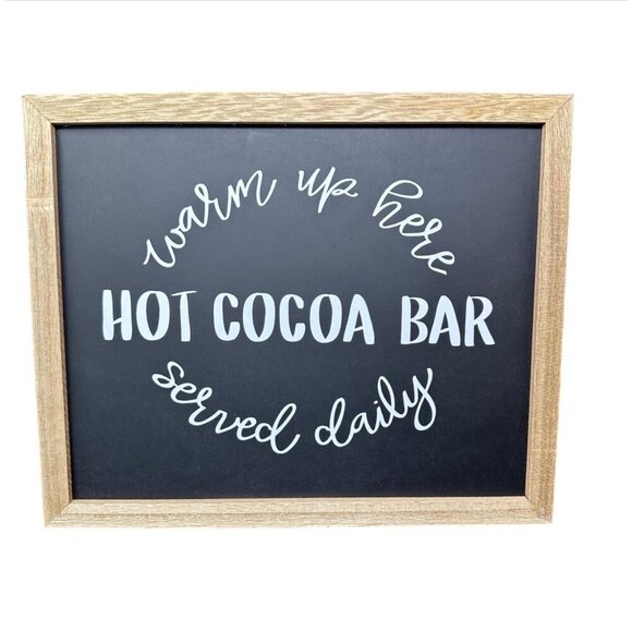 Hot Cocoa Bar Wall Sign 11x9 Rustic Chalkboard Look Daily Kitchen Decor Winter - Picture 11 of 11